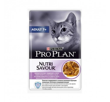 ПРО ПЛАН Влажный корм для кошек старше 7 лет Purina Pro Plan Adult 7+, индейка в соусе, пауч, 85 г